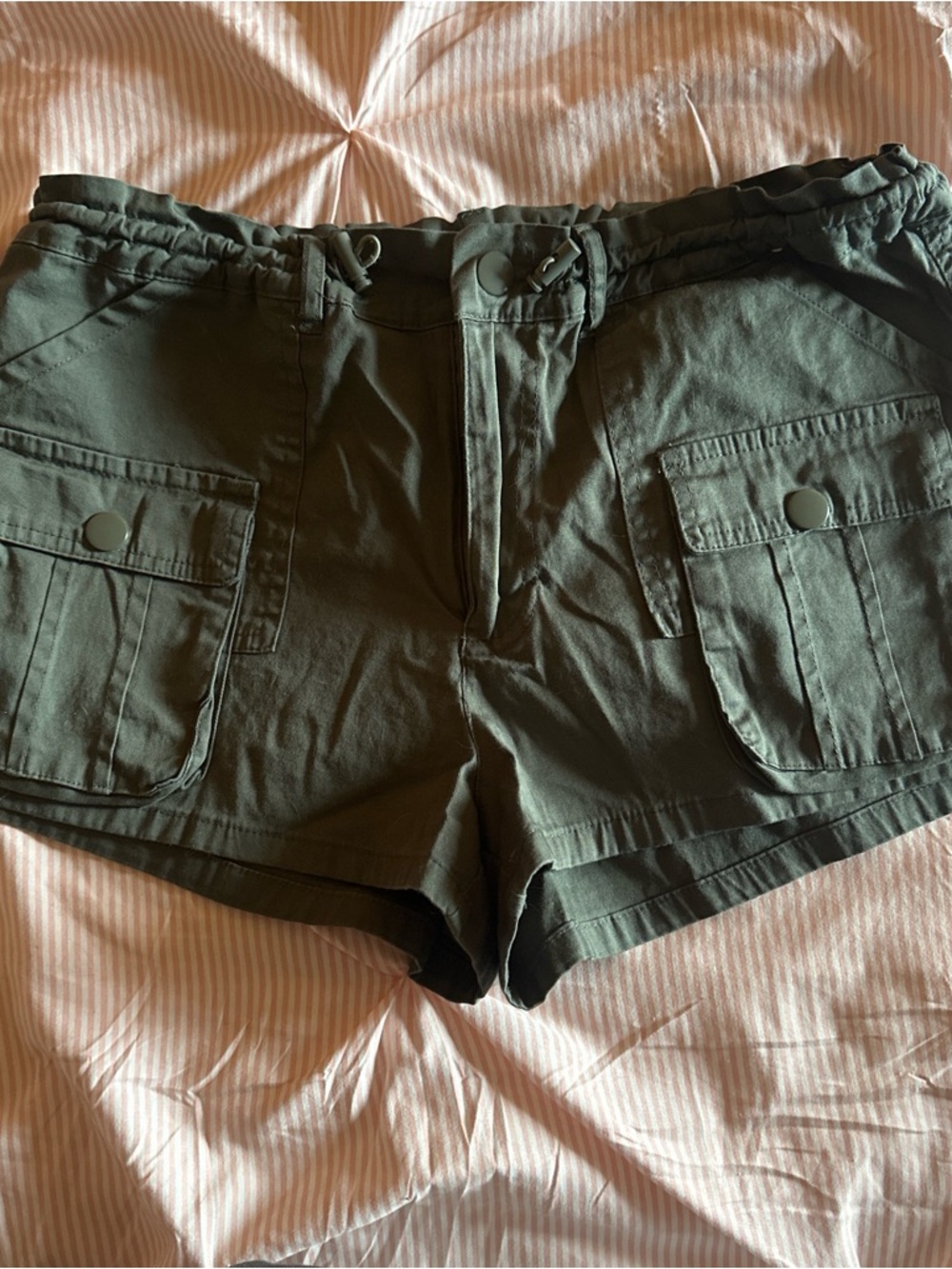 Aeropostale Olive Cargo Drawstring Shorts